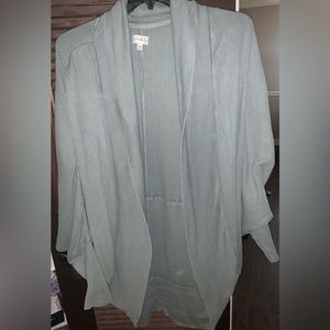 Wonderly Cardigan 2X Waffle Knit Dolman Sleeve Sweater Plus Eucalyptus Green